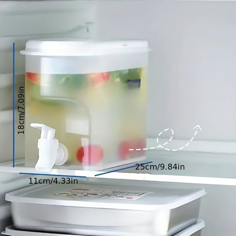 1pc, Refrigerator Cold Kettle, Summer Cooling Large Capacity Fruit Tea Kettle, Household High Temperature Resistant Drink Bucket, With Faucet Ice Water Juice Bucket, Kitchen Supplies, Bar Supplies