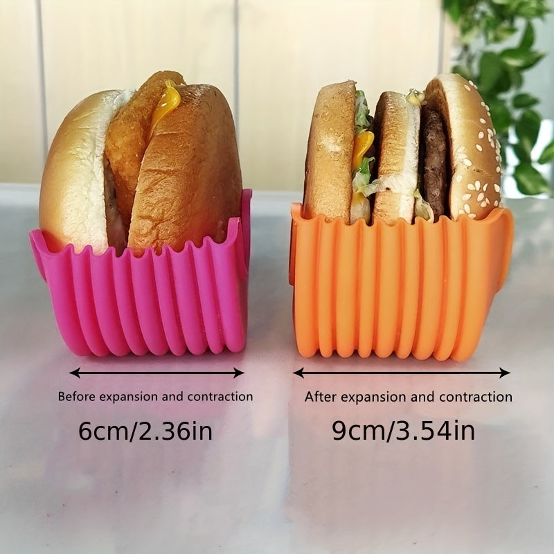 [Expandable Silicone Rack] 1pc/4pcs Reusable Expandable Silicone Hamburger Rack - Hamburger Tool Rack, Storage Rack, Kitchen Storage Box