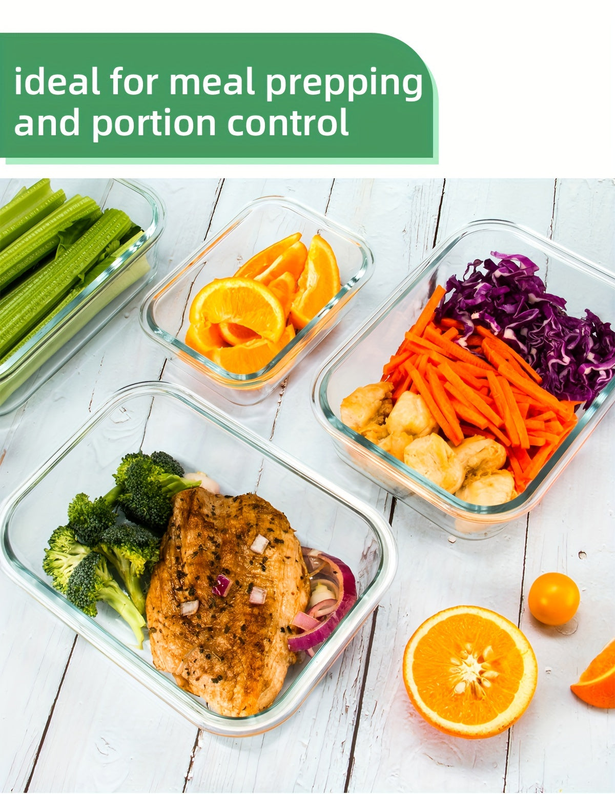 10pcs Storage Containers, Leak Proof Glass Meal Prep Containers, Reusable And Stackable Food Storage Containers With Lids Airtight, Green, For Camping, Picnic, School, Office And College, Kitchen Organizers And Storage, Kitch