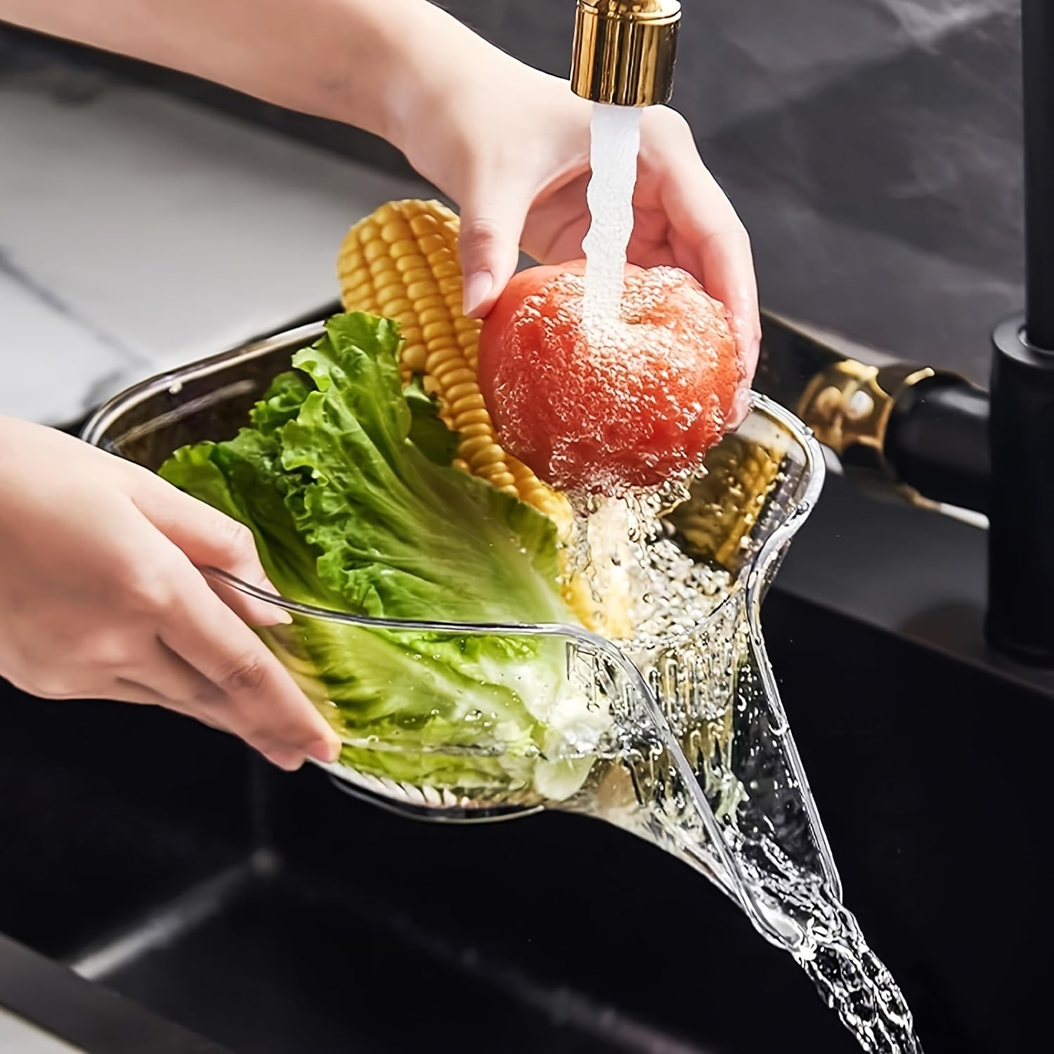 1/2pcs Versatile Kitchen Draining Basket - Sturdy Plastic, Easy Wash, for Vegetables, Pasta & Fruit