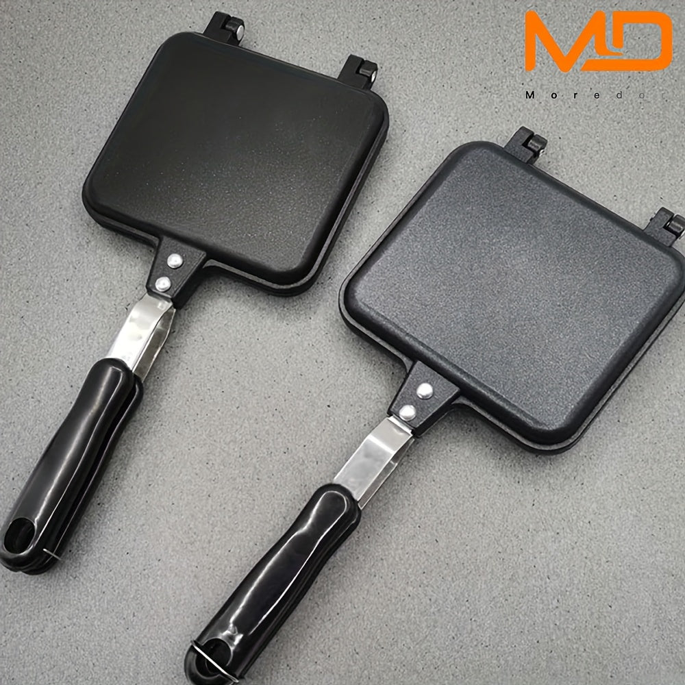 [1pc Non-Stick Sandwich Maker] MOREDOR 1pc Double-Sided Non-Stick Sandwich Maker & Griddle Pan | 1000W Portable Square Design with Detachable Plates | Indoor/Outdoor Kitchen Supplies, Easygrip Handles, Heatresistant Material