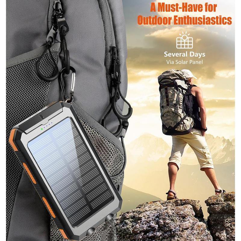 🔋 8000 mAh Waterproof Solar Power Bank