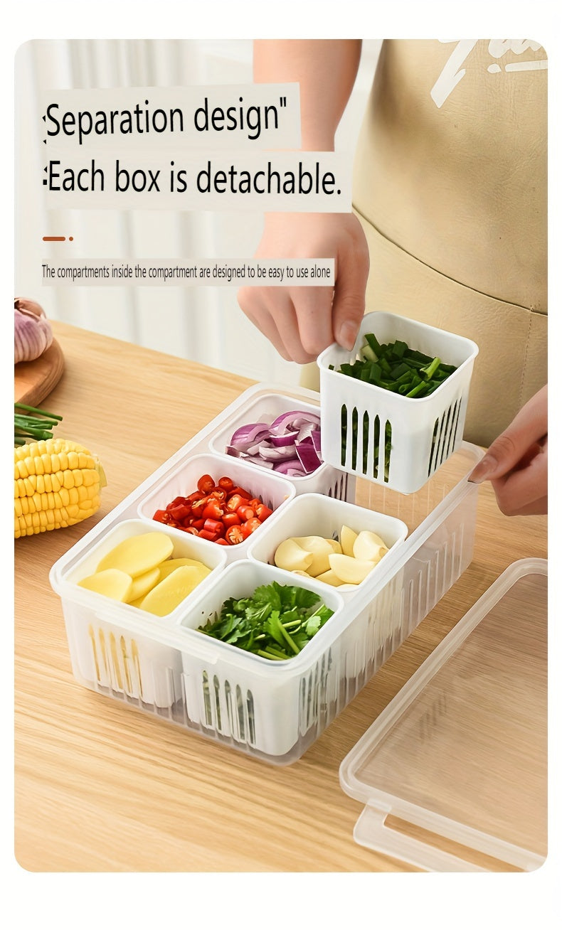 6-Tier Transparent Kitchen Storage Box Set with Lid - Heavy-Duty Plastic Food-Safe Organizer for Fridge, Freezer, Pantry, Kitchen - Space-Saving Design with Ventilation Holes, Stackable Refrigerator Storage Containers