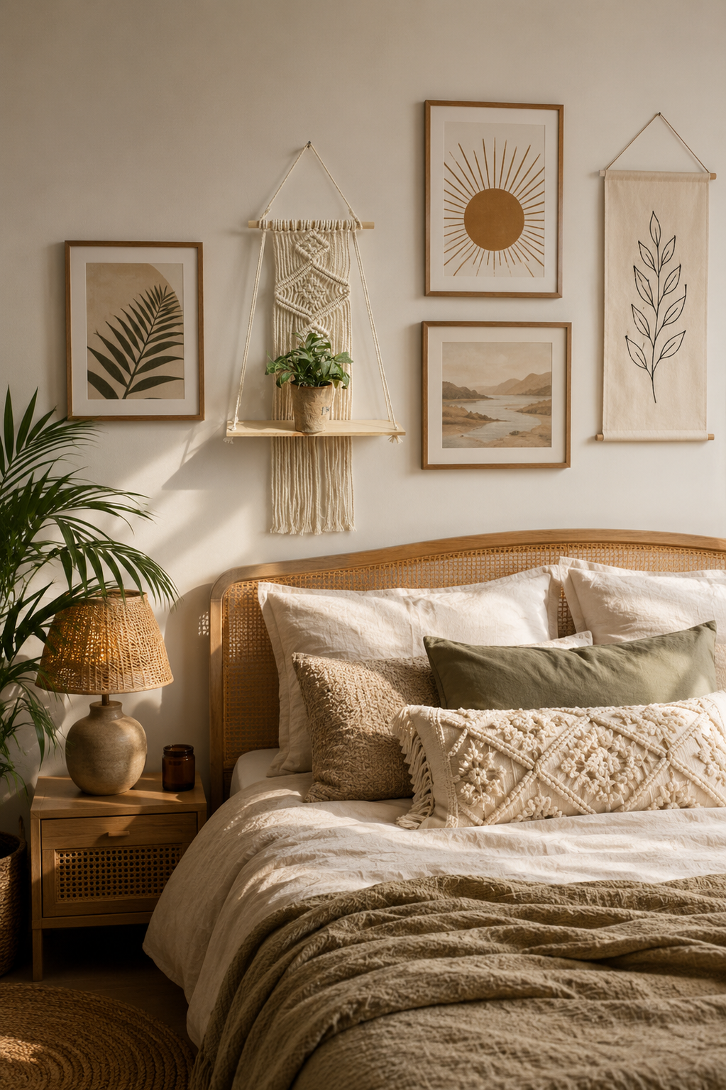 Macramé Wood Hanging Wall Shelf
