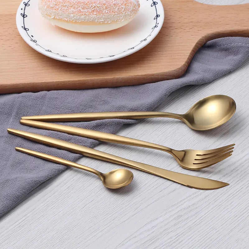 304 Stainless Steel Steak Knife and Fork Set (4 Pieces)