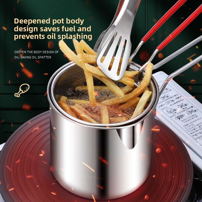 304 Stainless Steel Frying Pan ? Deep Oil Pan for Induction Cooker with Splash Prevention