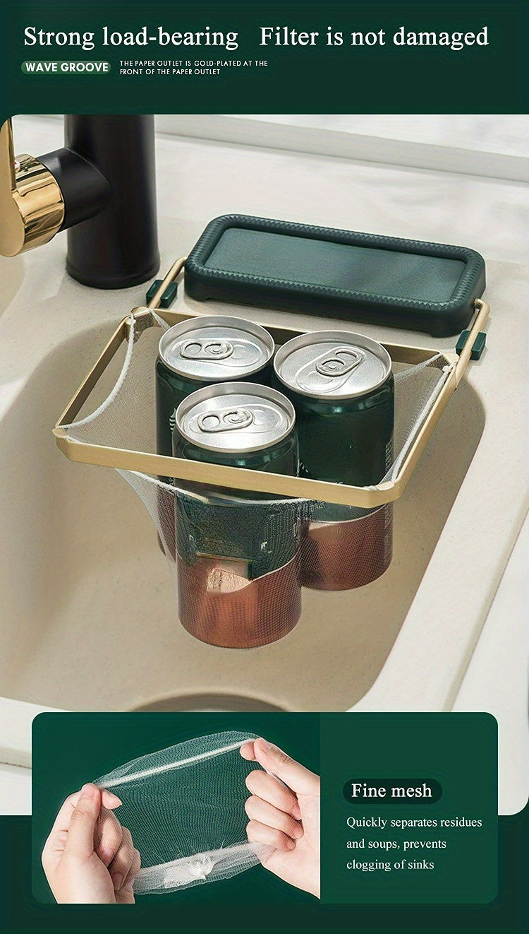 Sink Filter Rack Kitchen Foldable Sink Strainer Mesh Bag Stand Waste Garbage Net Shelf Anti-Clogging Disposable Garbage Mesh Bag