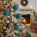 🎄 4PCS Christmas Glass Ball Ornaments – Shiny Hanging Tree Décor Set