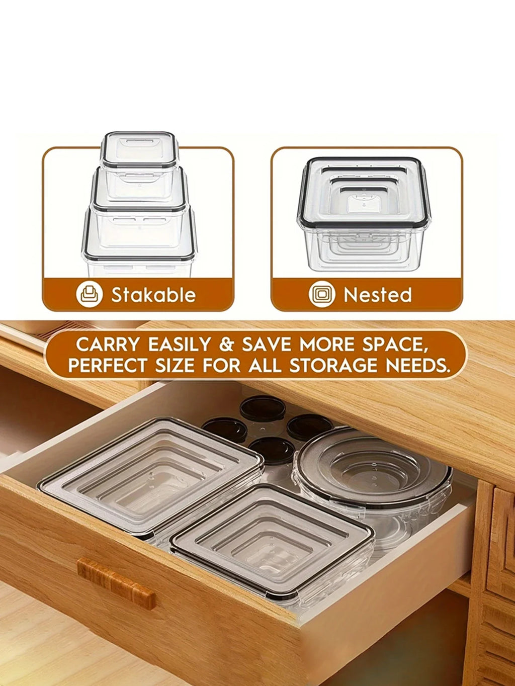 24-Piece Refrigerator Food Storage Jar Set – Airtight, Microwaveable & Transparent
