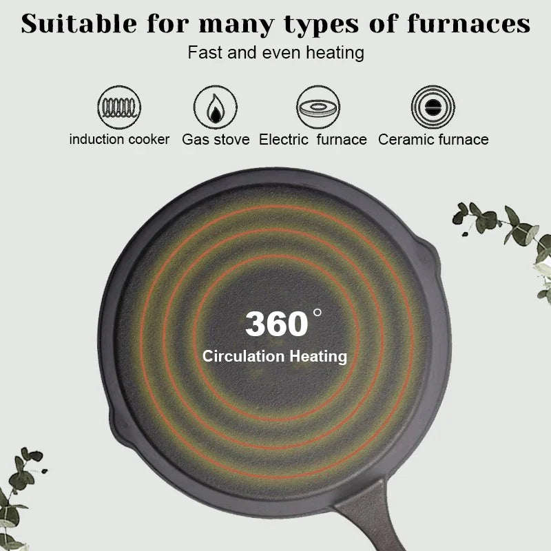"3-piece cast iron cookware set, uncoated cast iron pan collection, 6-inch/8-inch/10-inch cast iron skillets, frying pans