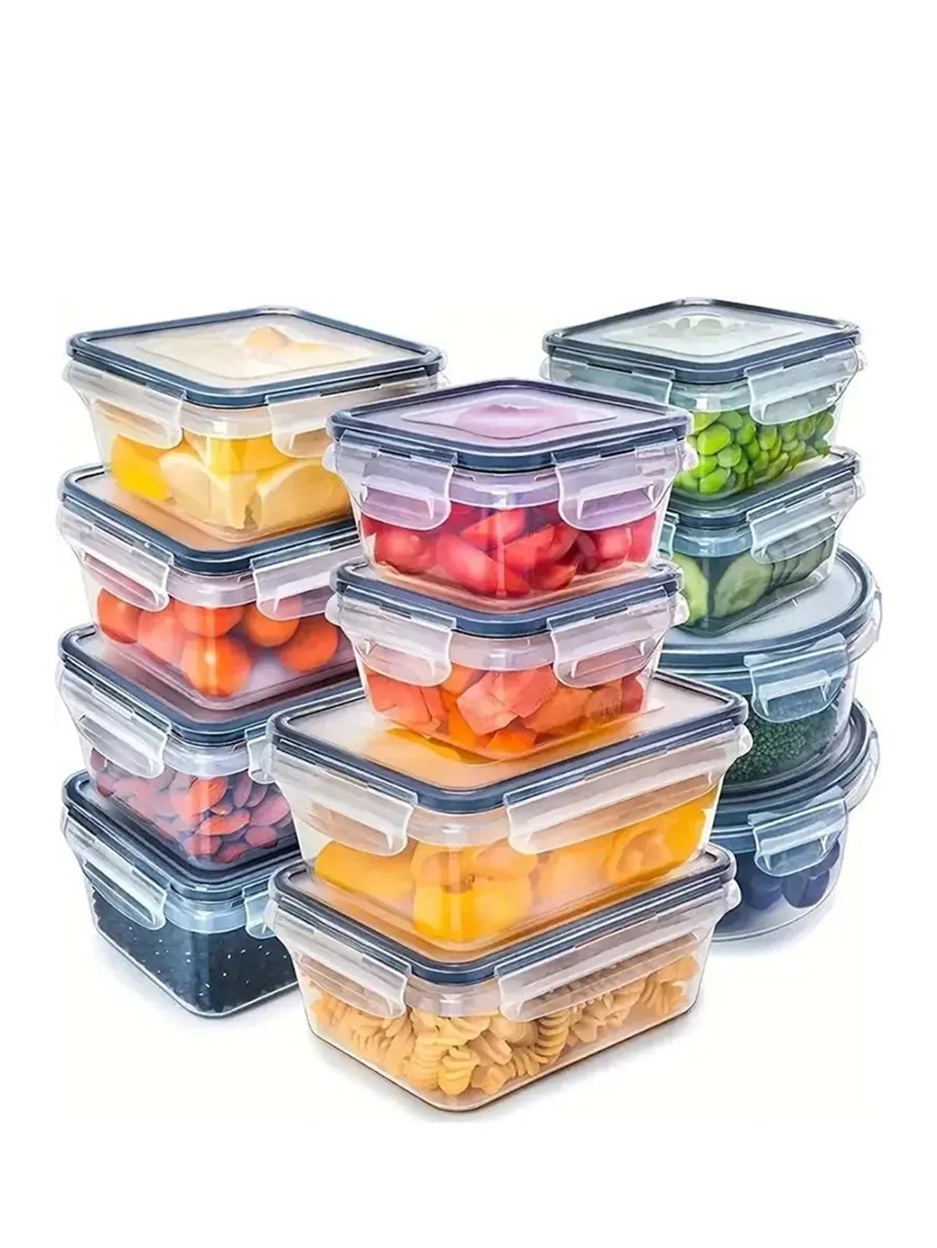 24pcs Refrigerator Sealed Jar, Microwaveable, Transparent Food Storage Container, Kitchen Organizer Box, Lunch Box