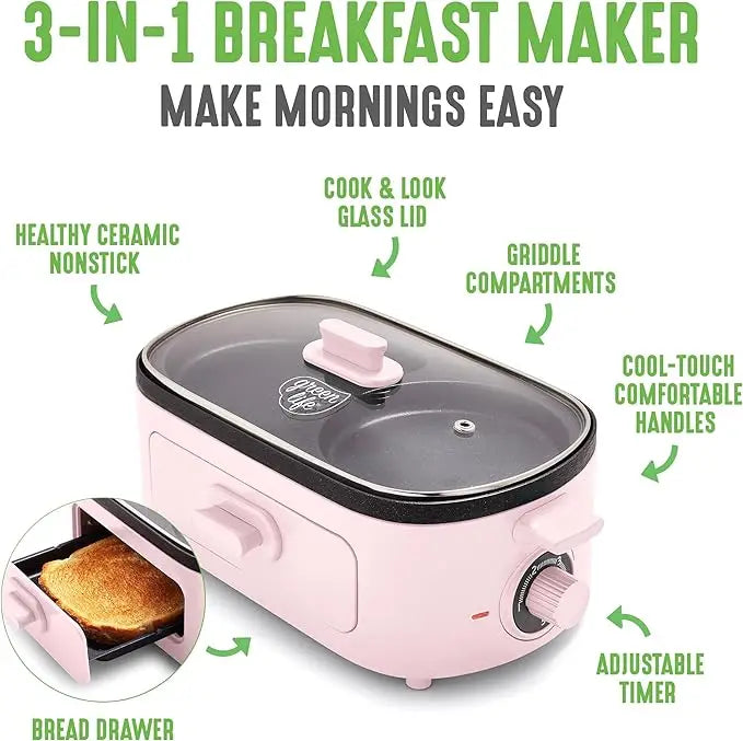 3-in-1 Breakfast Station – Ceramic Nonstick Griddles