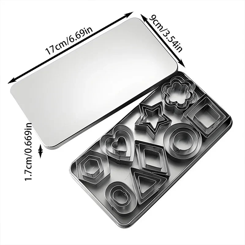 Stainless Steel Cookie Cutter Set  - Geometric Shapes for Baking, Clay Molds, Crafting, Dishwasher Safe (Circle, Square,