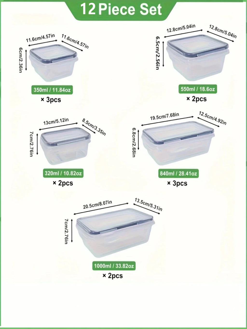 24-Piece Refrigerator Food Storage Jar Set – Airtight, Microwaveable & Transparent