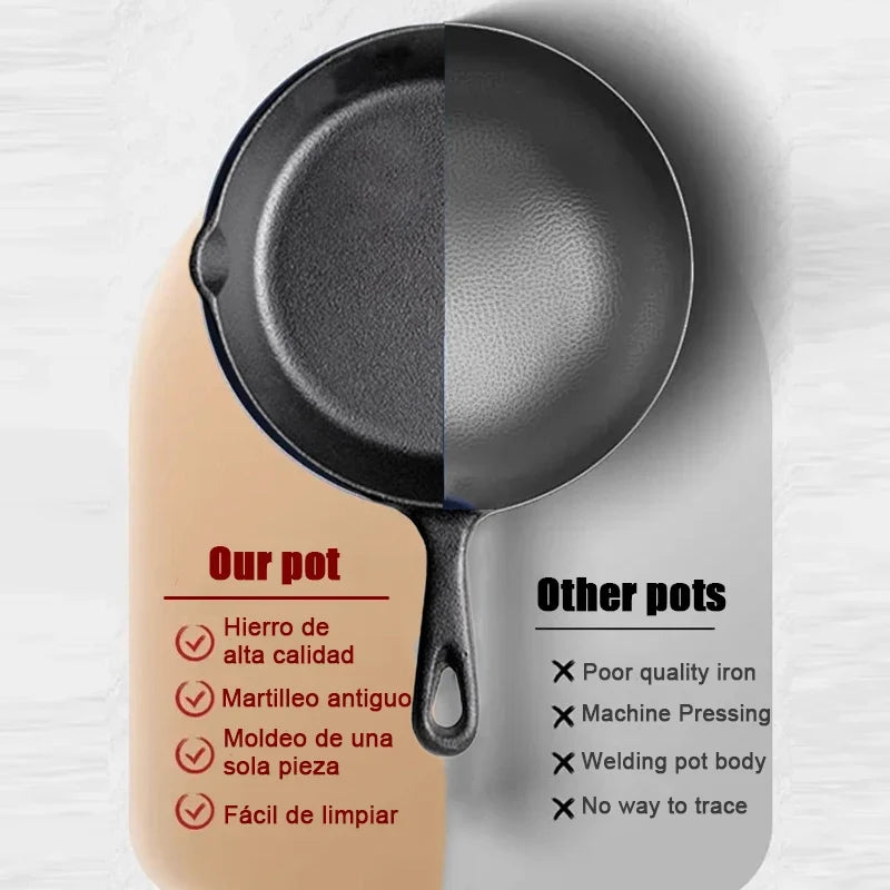 "3-piece cast iron cookware set, uncoated cast iron pan collection, 6-inch/8-inch/10-inch cast iron skillets, frying pans