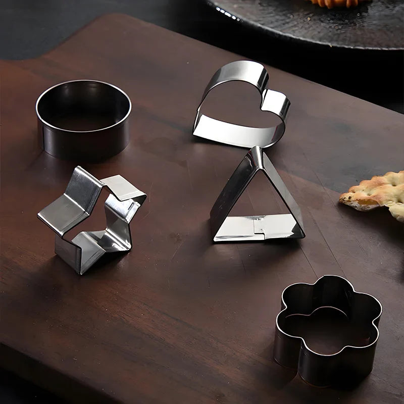 Stainless Steel Cookie Cutter Set  - Geometric Shapes for Baking, Clay Molds, Crafting, Dishwasher Safe (Circle, Square,