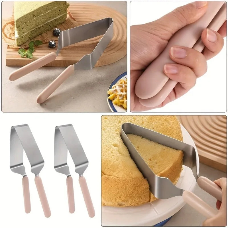 3-Piece Stainless Steel Cake Lifter Set – Triangle Slicing Server, Layer Separator & Transfer Tool for Even Portions, Non-Scratch Baking Utensils