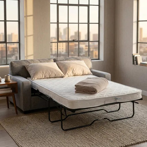 Eton Sofa Bed – Light Grey Fabric Pull-Out Sofa Bed for Living Room & Guest Room