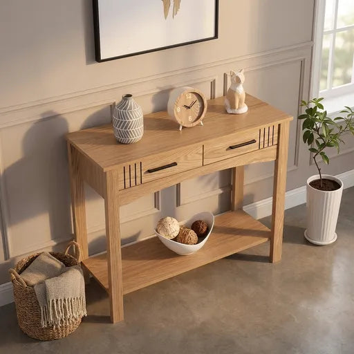 Tessa Natural Oak Effect Console Table