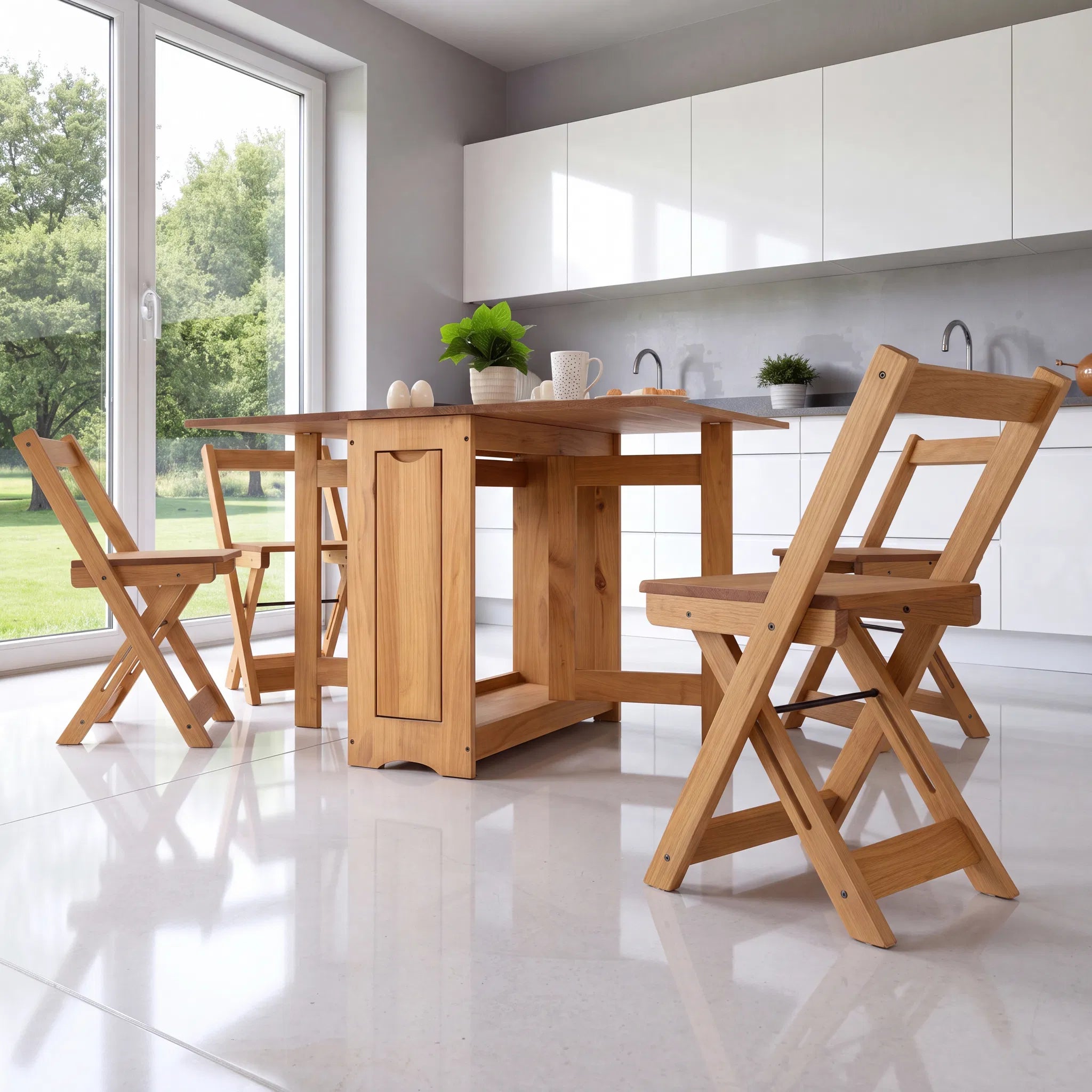 Santos Folding Table & Chairs – Space Saving Set