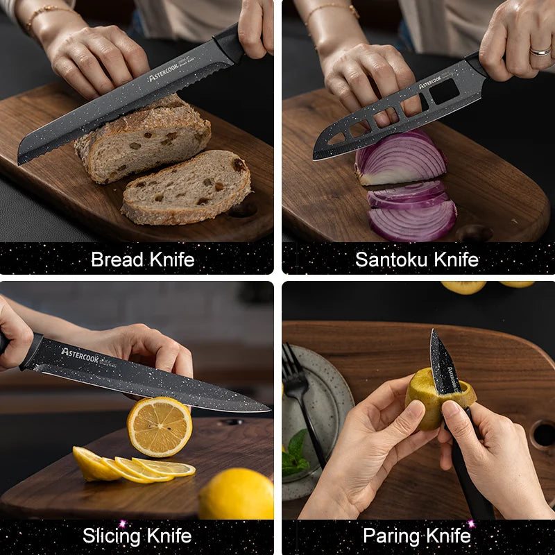 6-Piece Kitchen Knife Set with Blade Guards – German High Carbon Stainless Steel