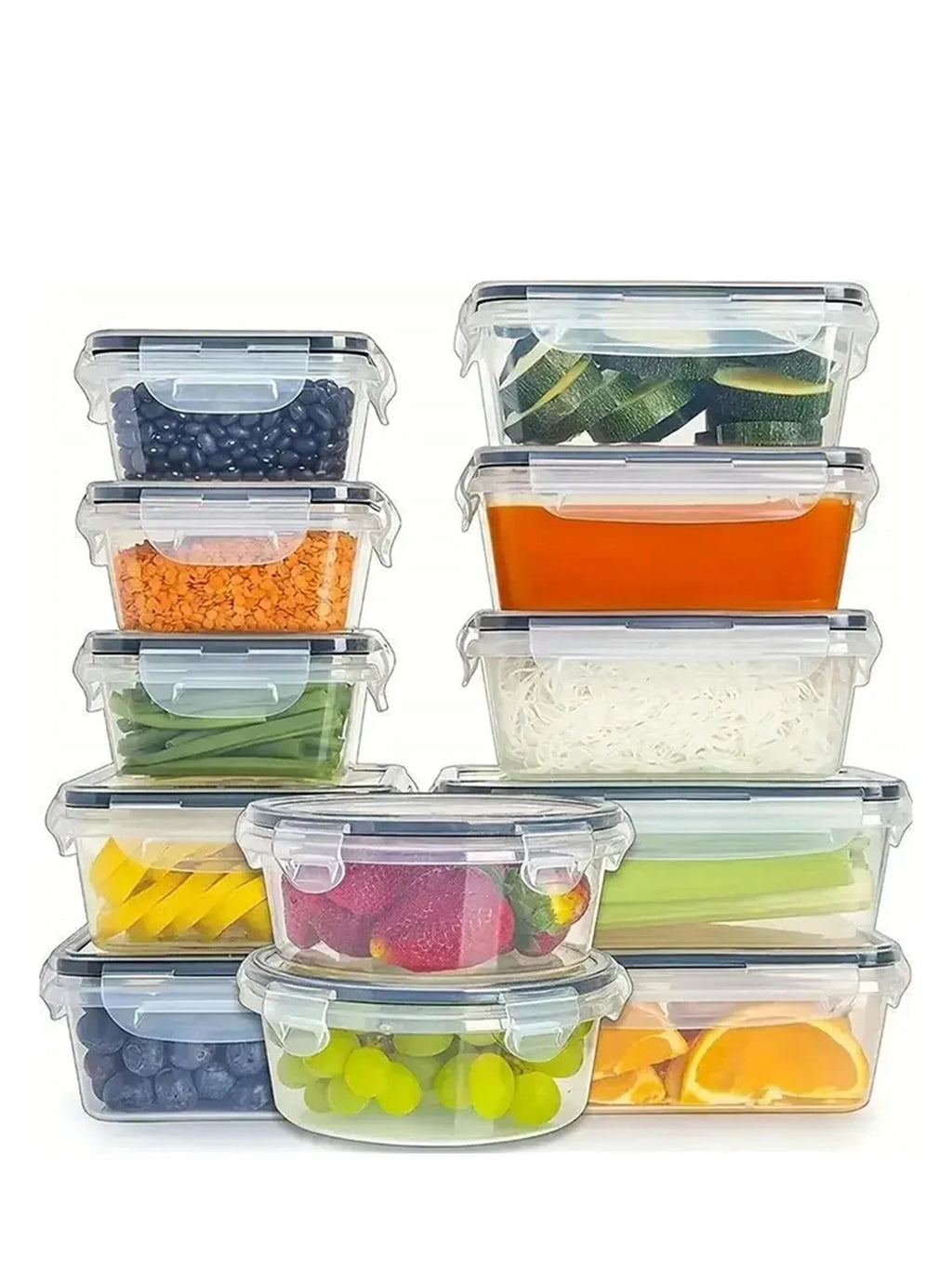 24-Piece Refrigerator Food Storage Jar Set – Airtight, Microwaveable & Transparent