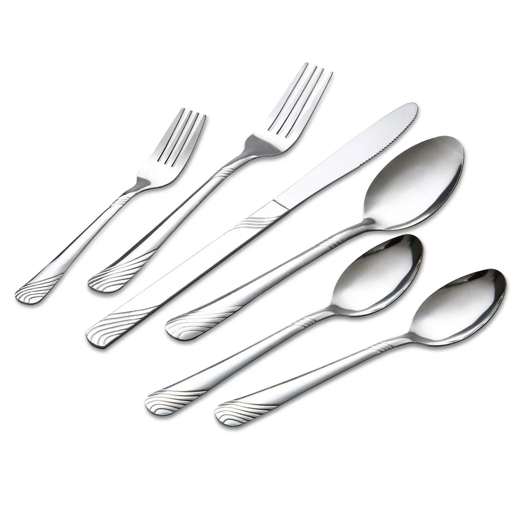 HANSMART 48Pcs Flatware Set Service for 8 Stainless Steel Knife Fork Spoon Tableware Flatware Set Kitchen Dinnerware Gift