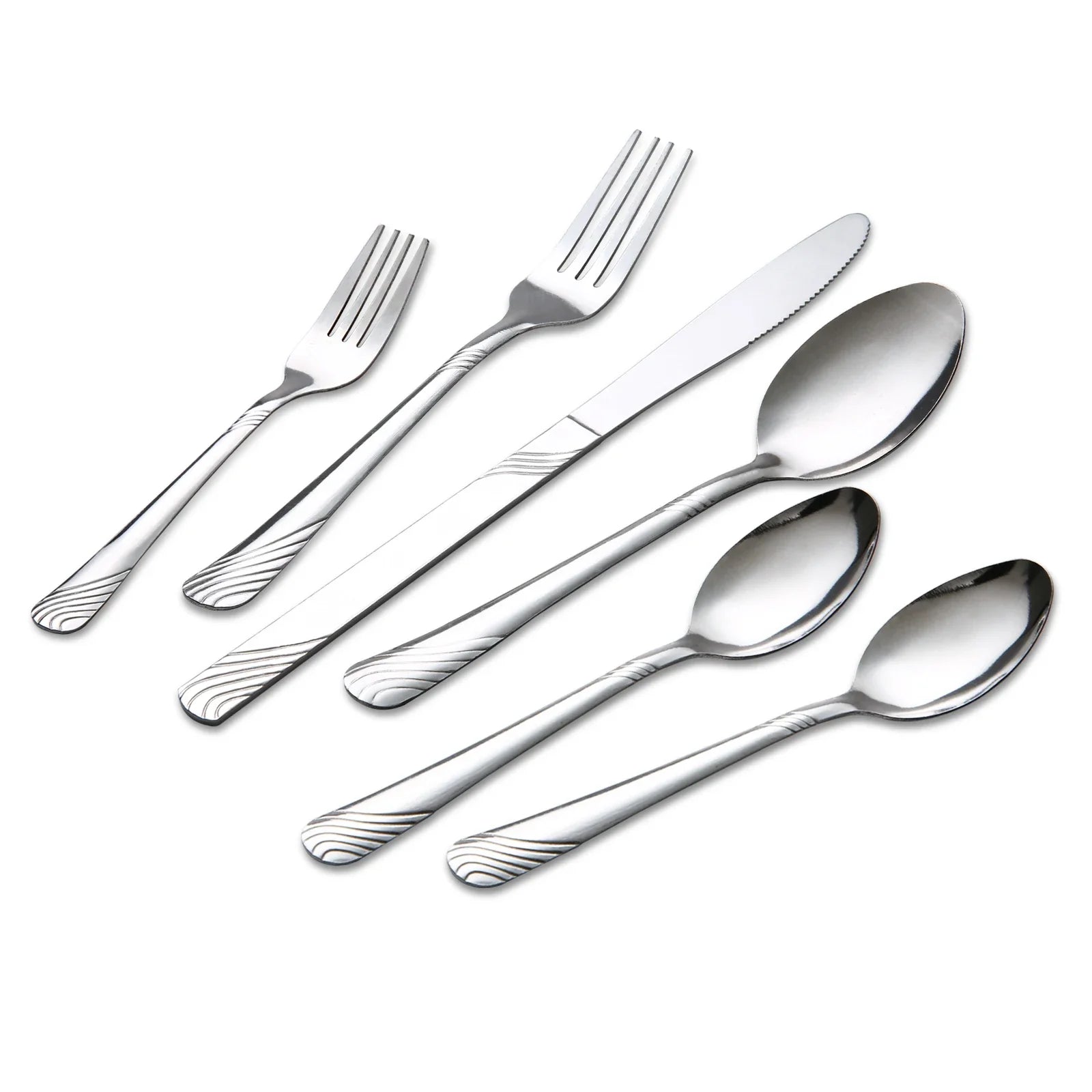 HANSMART 48Pcs Flatware Set Service for 8 Stainless Steel Knife Fork Spoon Tableware Flatware Set Kitchen Dinnerware Gift