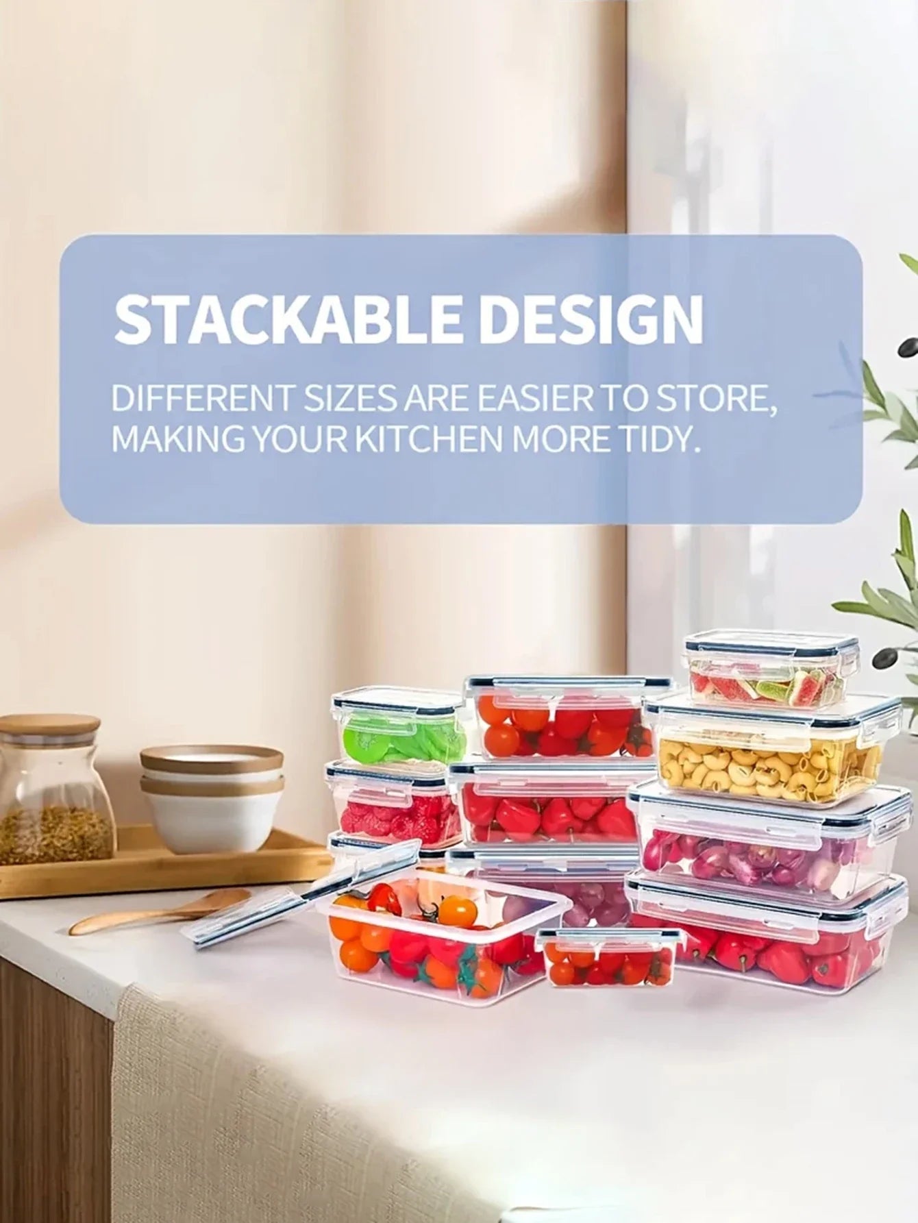 24pcs Refrigerator Sealed Jar, Microwaveable, Transparent Food Storage Container, Kitchen Organizer Box, Lunch Box