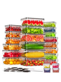 24pcs Refrigerator Sealed Jar, Microwaveable, Transparent Food Storage Container, Kitchen Organizer Box, Lunch Box