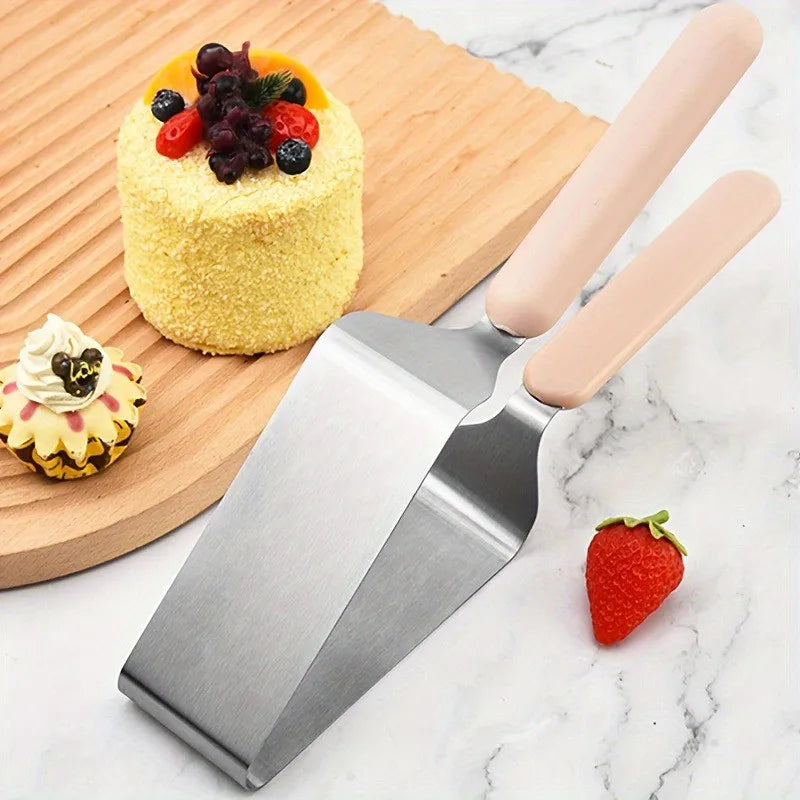 Stainless Steel Cake Lifter Set - Triangle Slicing Server, Layer Separator, and Transfer Tool for Even Portions, Non-Scratch (3-