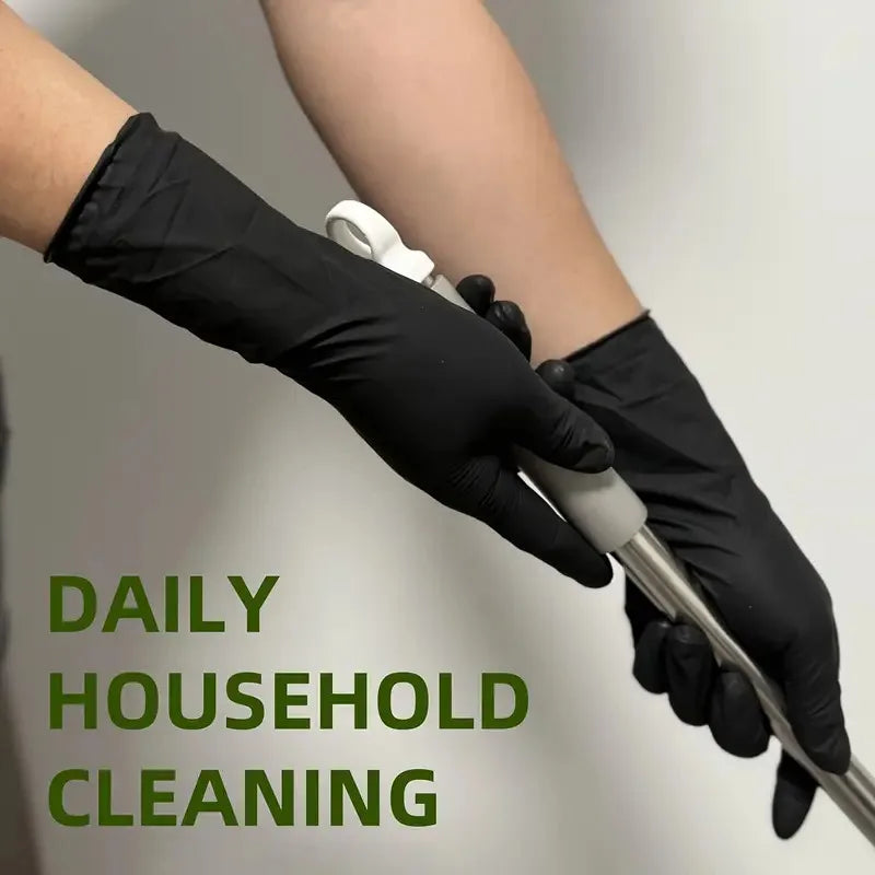 100PCS Black Nitrile Disposable Gloves – Tear-Resistant, Food-Safe, Durable Gloves for Cooking, Food Handling & Dough Kneading