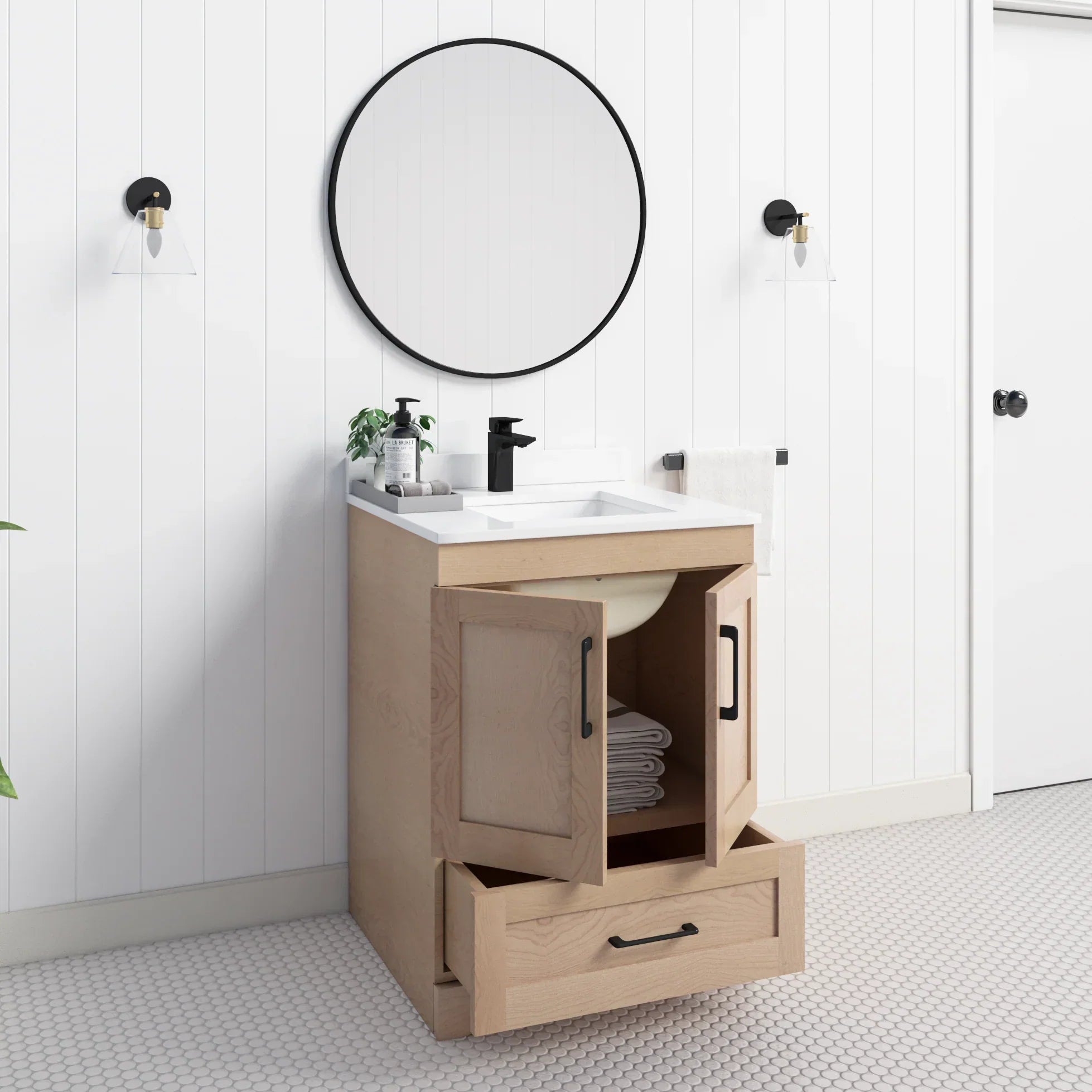 Chester 24" Solid-Wood Vanity with Quartz Countertop