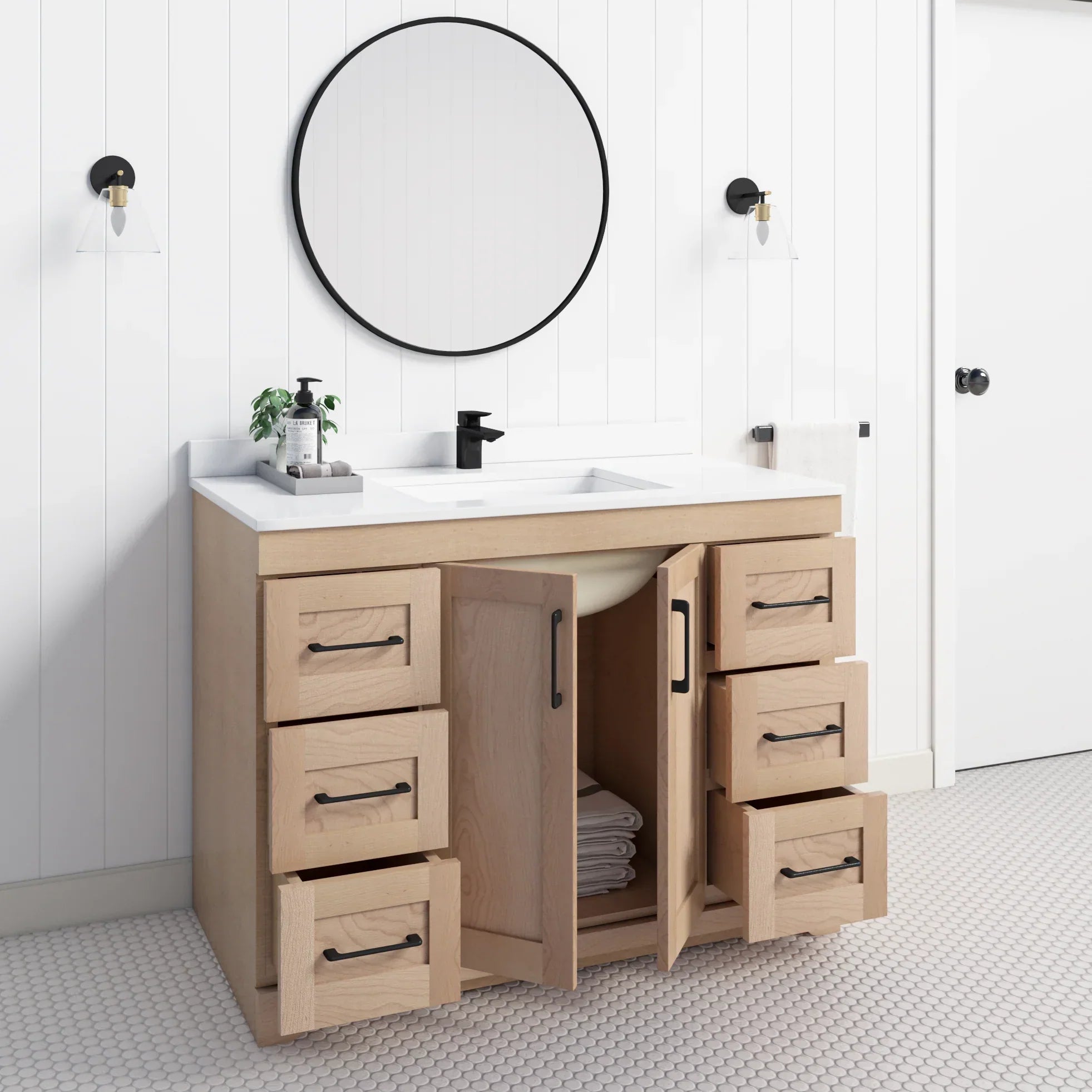 Chester 42" Solid-Wood Vanity with Quartz Countertop