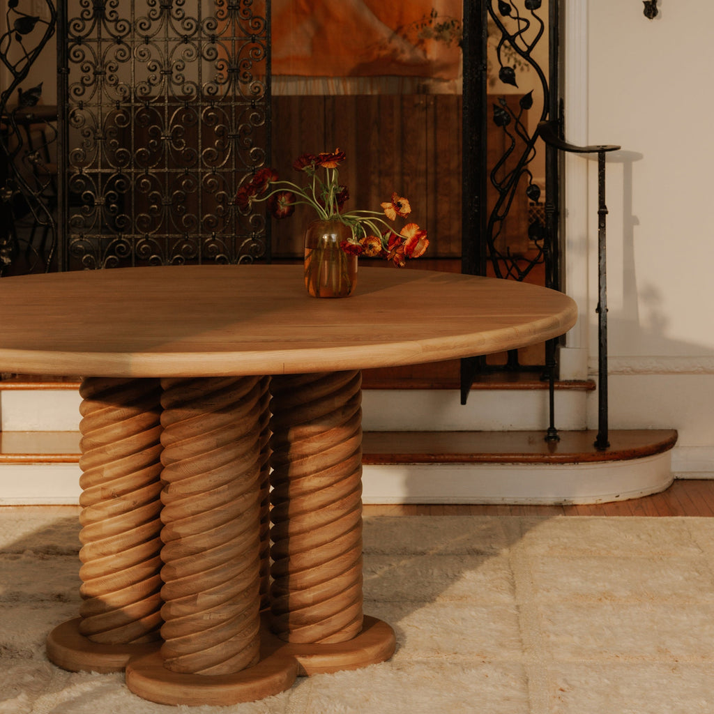Moe's Home Treccia Round Dining Table Oak