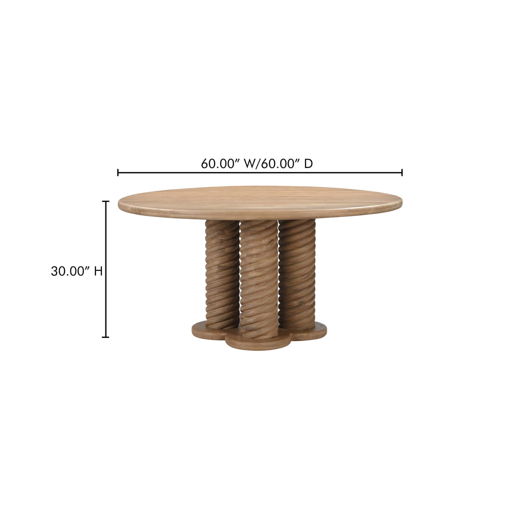 Moe's Home Treccia Round Dining Table Oak