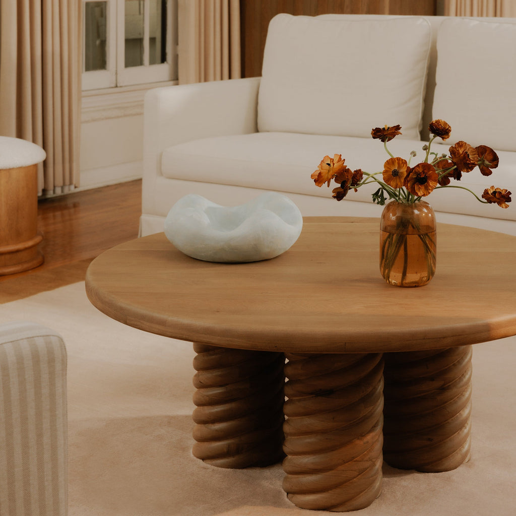 Moe's Home Treccia Round Coffee Table Oak