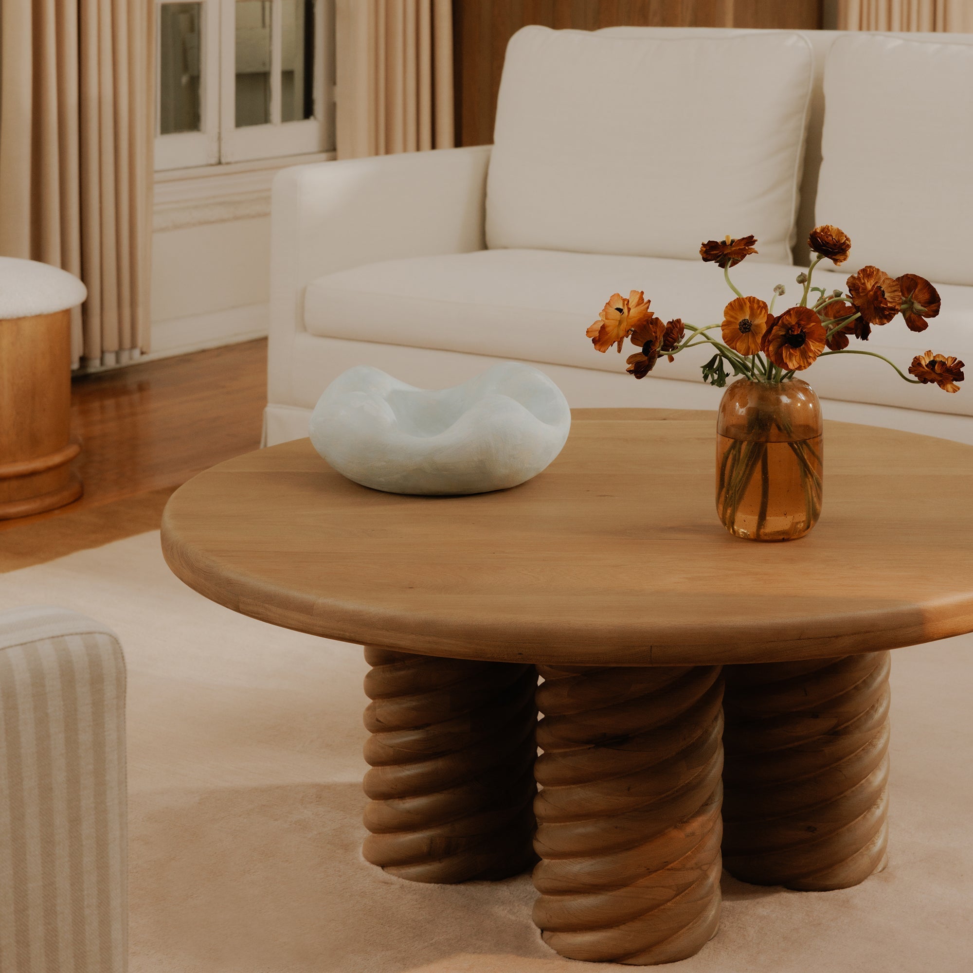 Moe's Home Treccia Round Coffee Table Oak