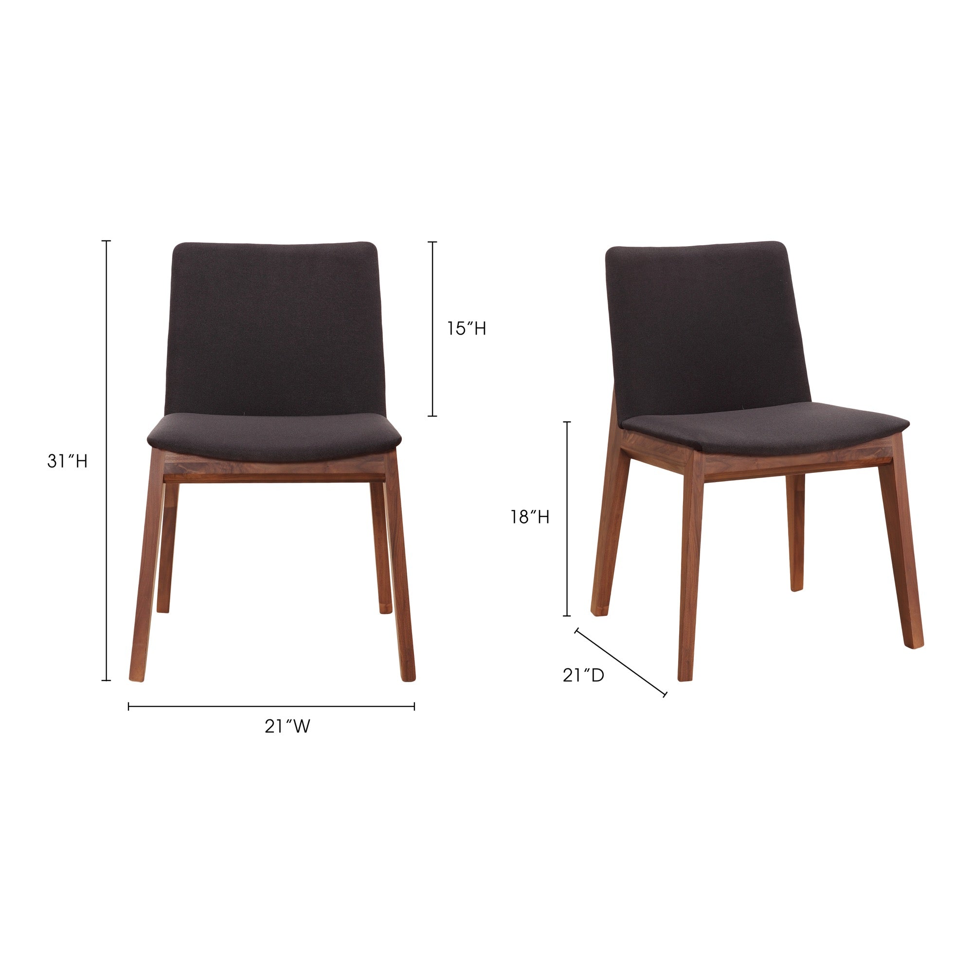 Moe's Home Deco Dining Chair Ebony PVC - Set of Two