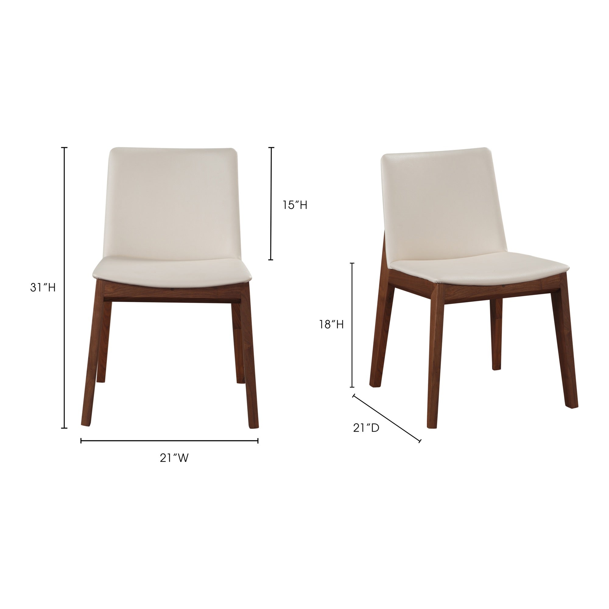 Moe's Home Deco Dining Chair Ebony PVC - Set of Two