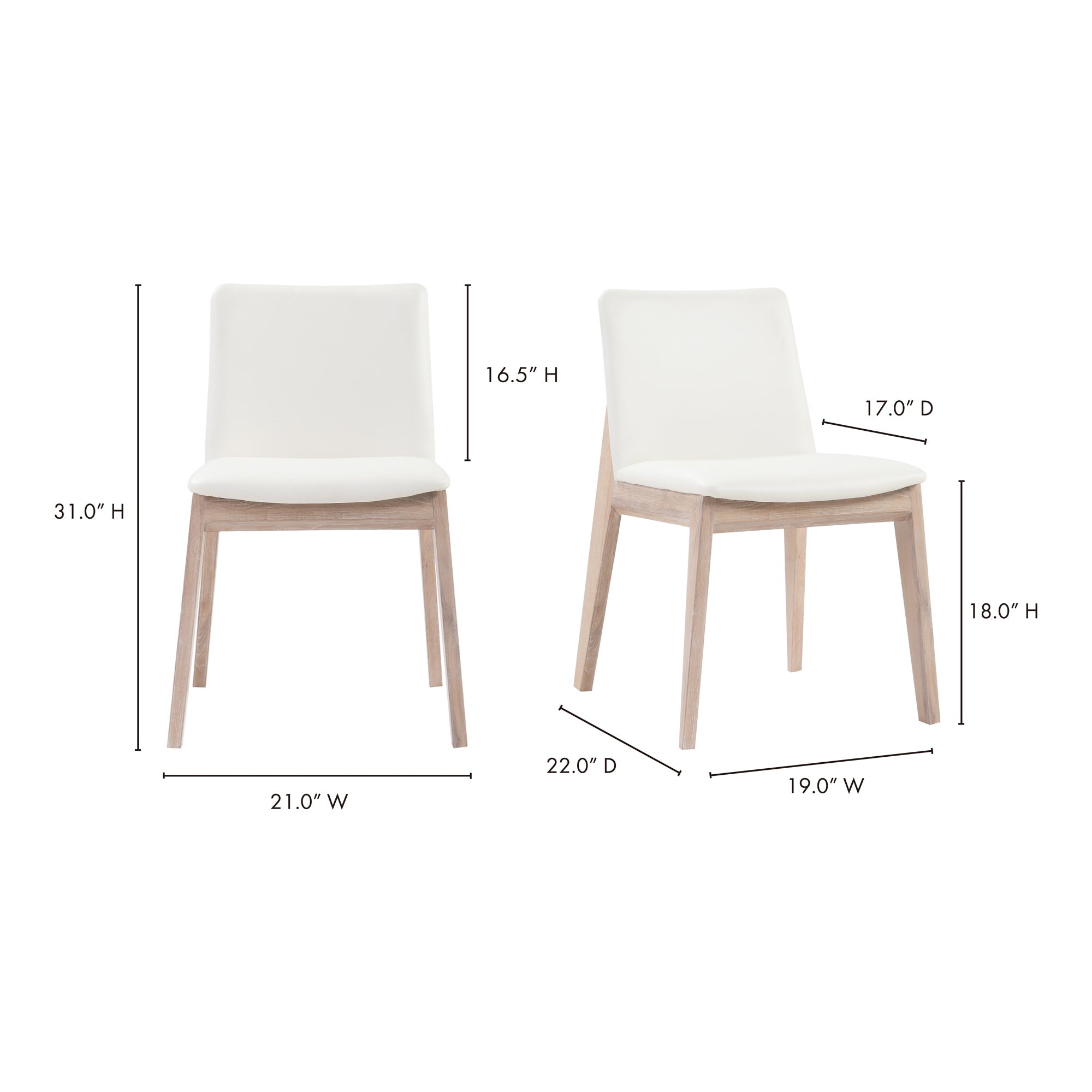 Moe's Home Deco Oak Dining Chair PVC - Set of Two