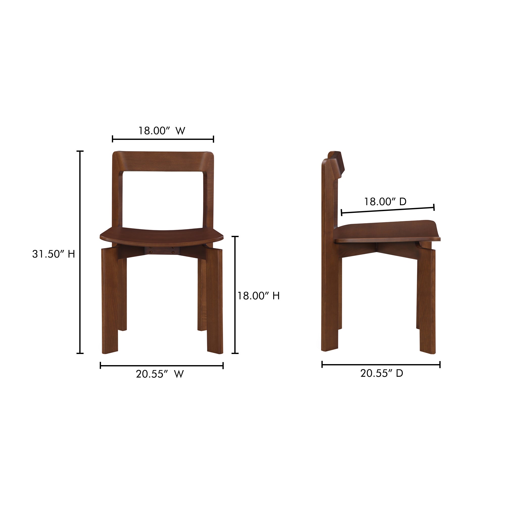 Moe's Home Daifuku Dining Chair Brown - Set of Two