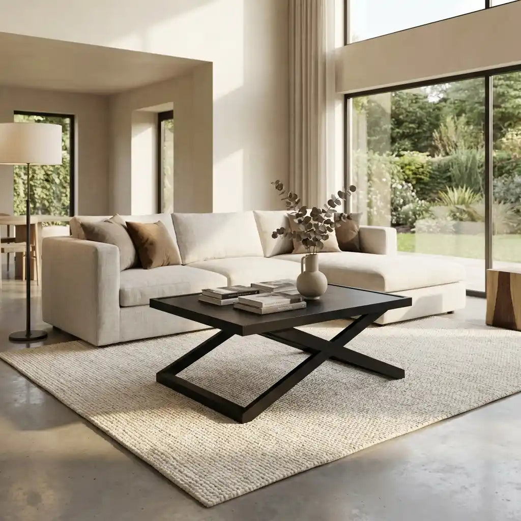 Small Square Coffee Table in Light Oak and Black