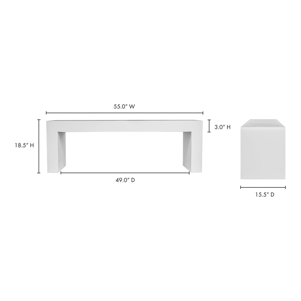 Moe's Home Lazarus Outdoor Bench White