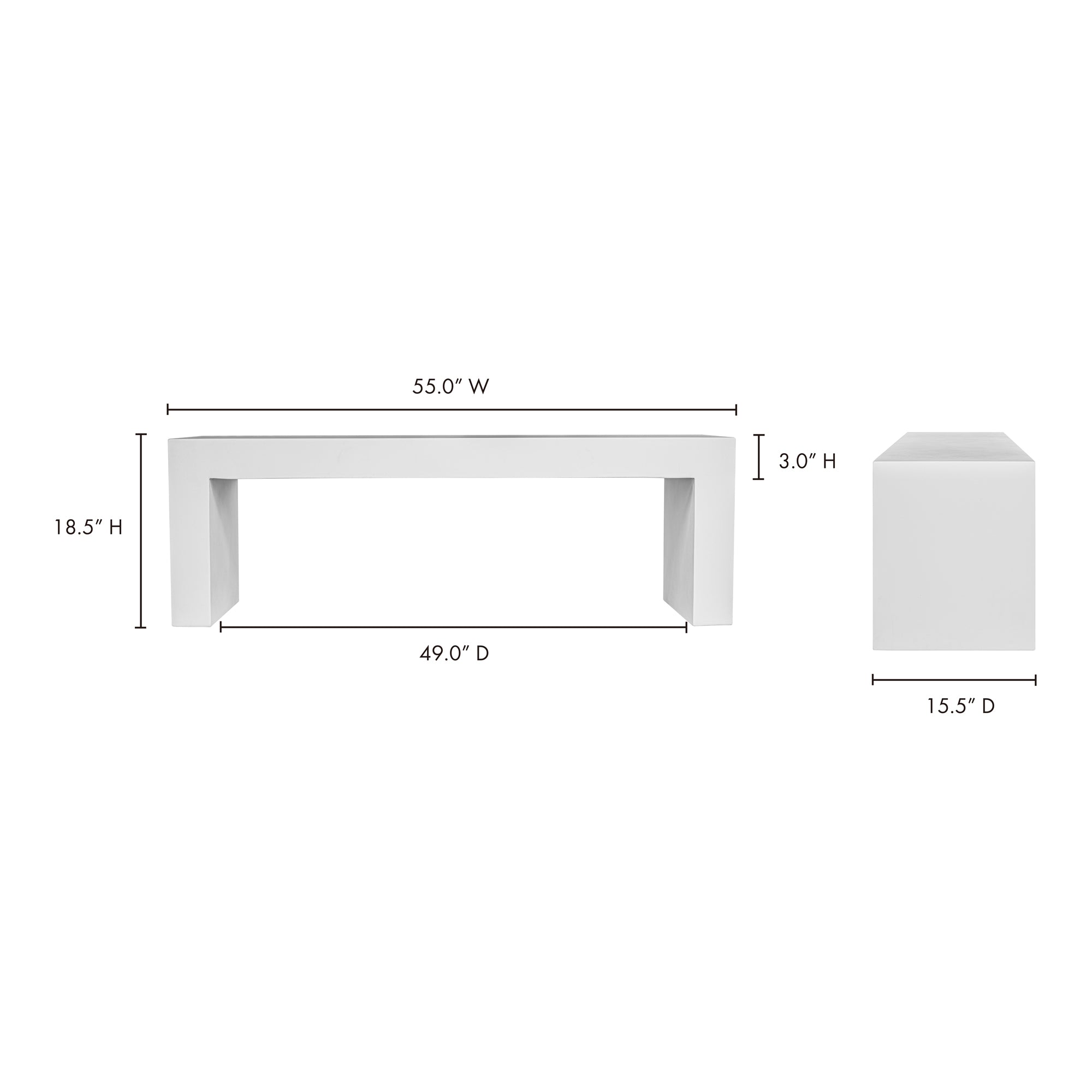 Moe's Home Lazarus Outdoor Bench White