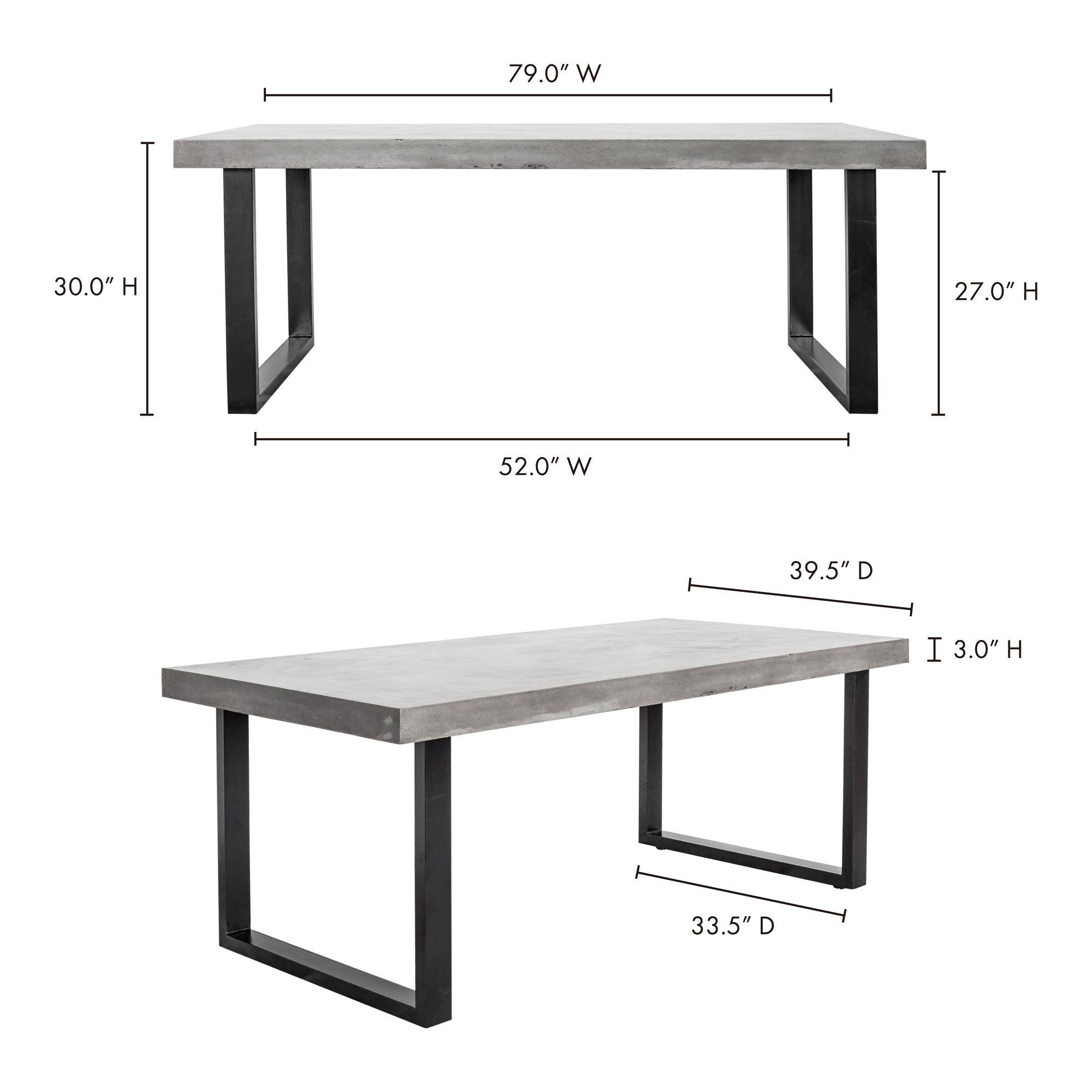 Moe's Home Jedrik Outdoor Dining Table Large Grey