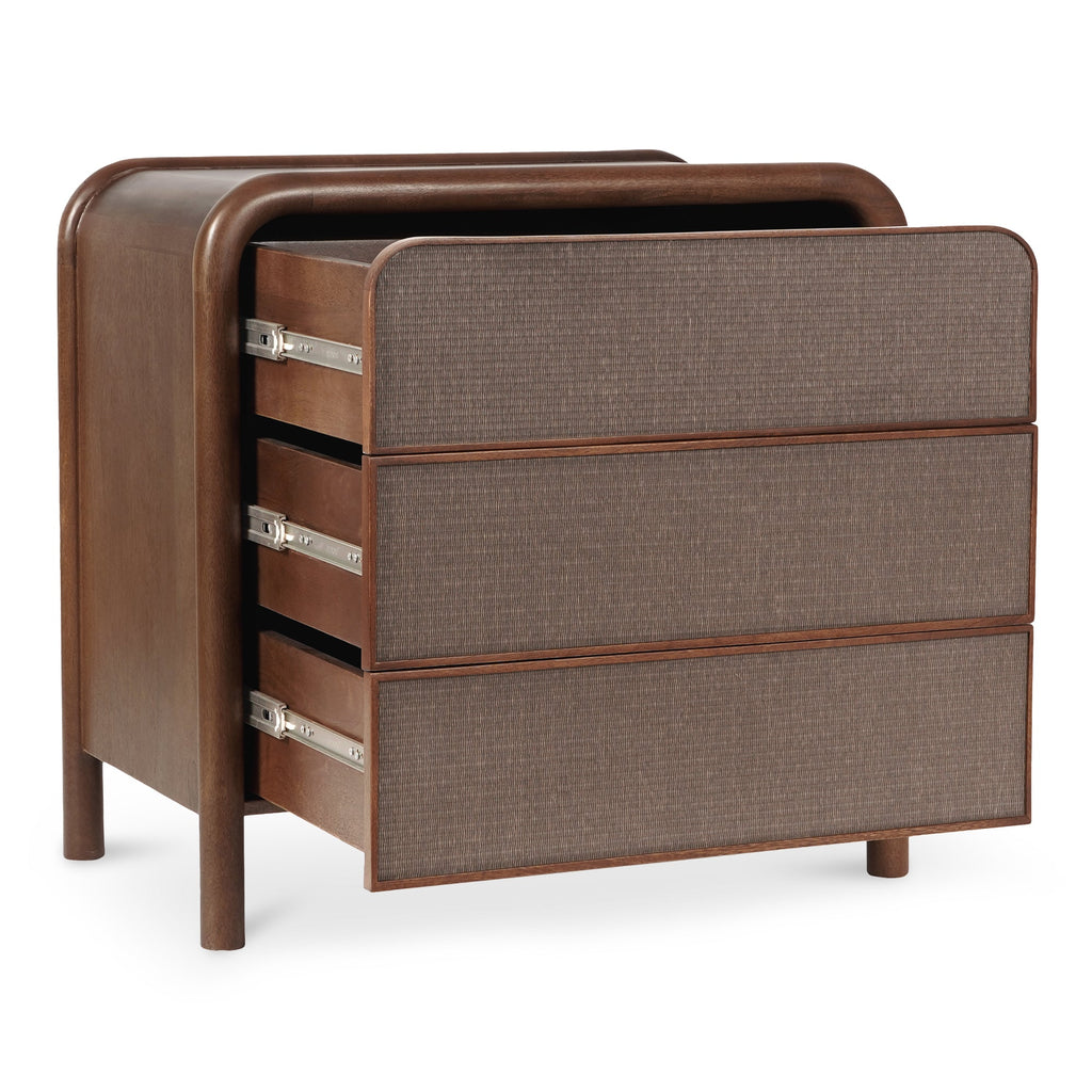 Moe's Home Rye 3 Drawer Nightstand Warm Brown