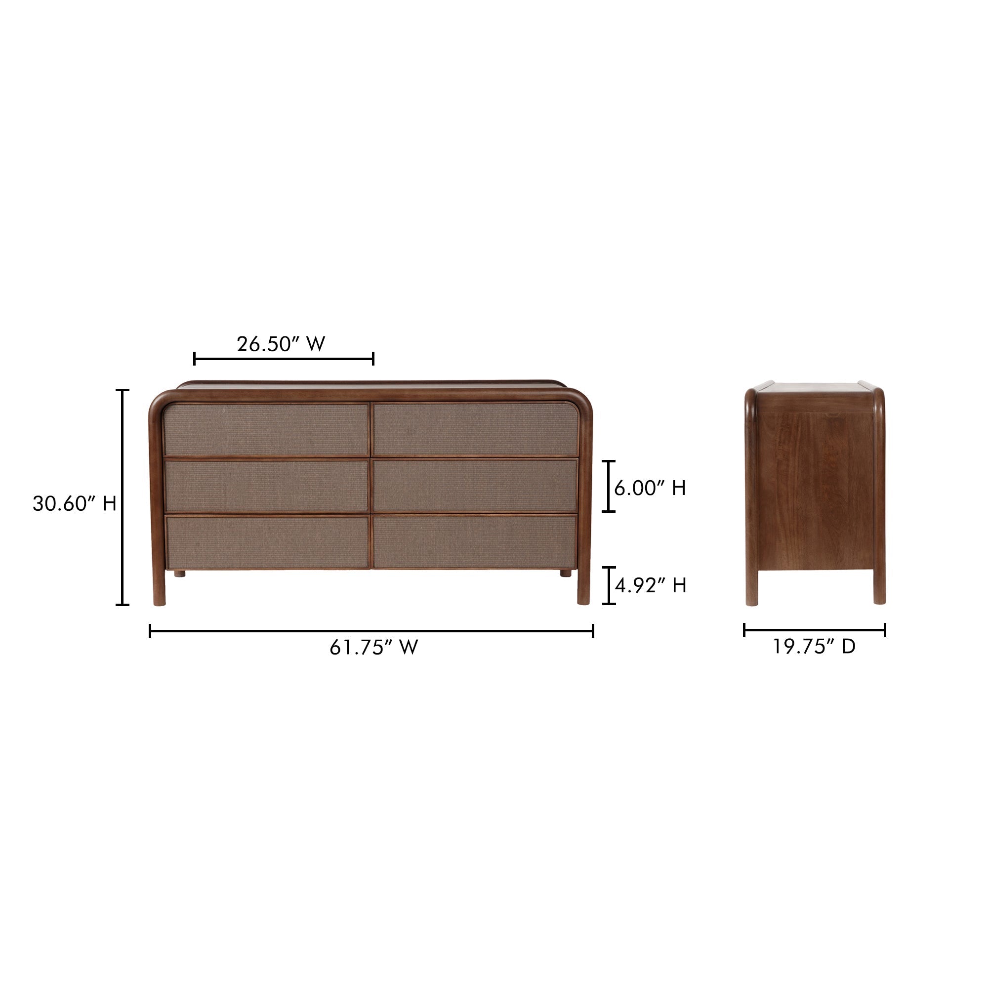 Moe's Home Rye 6 Drawer Dresser Warm Brown