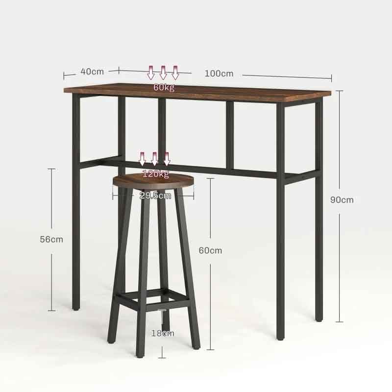 Industrial Dining Set with 4 Stools & 2 Tables – Brown | Modern Space-Saving Dining Furniture UK