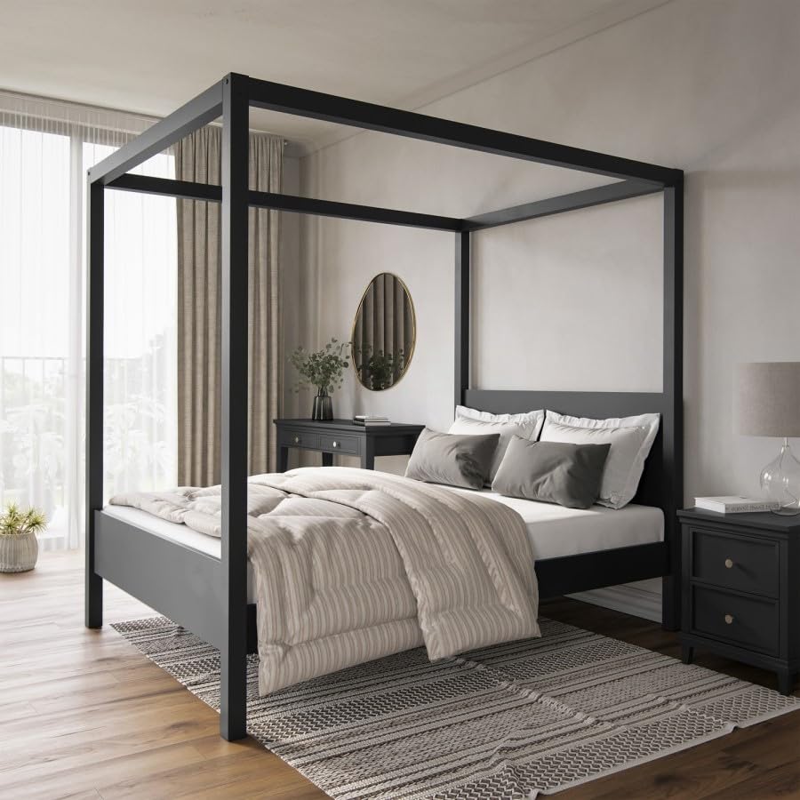 Victoria Four Poster Bed Frame – Solid Pine – Painted Finish – Classic Canopy Style – Slatted Wooden Base – Elegant Bedroom Furniture